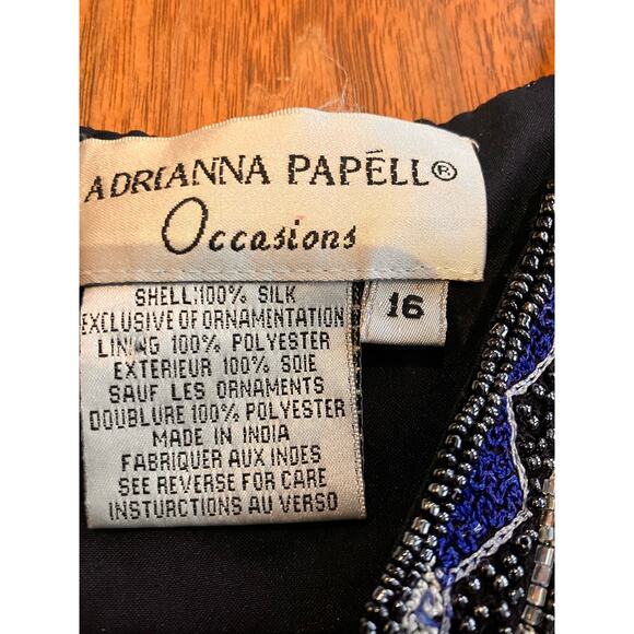 ADRIANNA PAPELL OCCASIONS 16 Blue, Silk, Sleeveless Top, Blue, Beads Embroidery - Picture 4 of 9